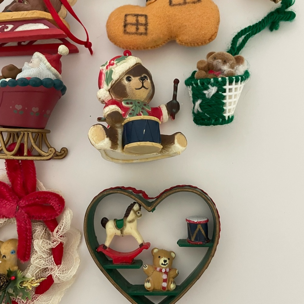 Vintage 1970s/1980s Wood and Felt Christmas Ornament Lot Kid Theme - Picture 4 of 9